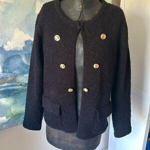 # Sioni L Black with Gold Buttons and 2 Pockets Soft